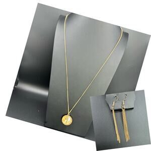 New Paparazzi Dauntless Diva Gold Curb Chain Oversized Gem Necklace Earrings Set